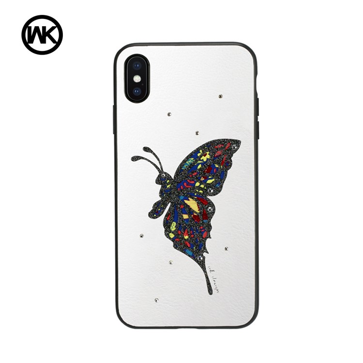 

WK Bling Diamond Embossed Butterfly PU Leather Coated PC TPU Hybrid Back Case for iPhone XS Max 6.5 inch - White, iPhone XS Max 6.5 inch