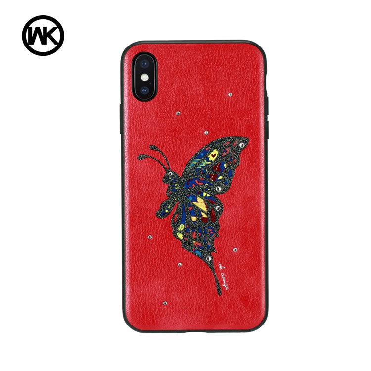 

WK Bling Diamond Embossed Butterfly PU Leather Coated PC TPU Hybrid Mobile Casing for iPhone XS Max 6.5 inch - Red, iPhone XS Max 6.5 inch