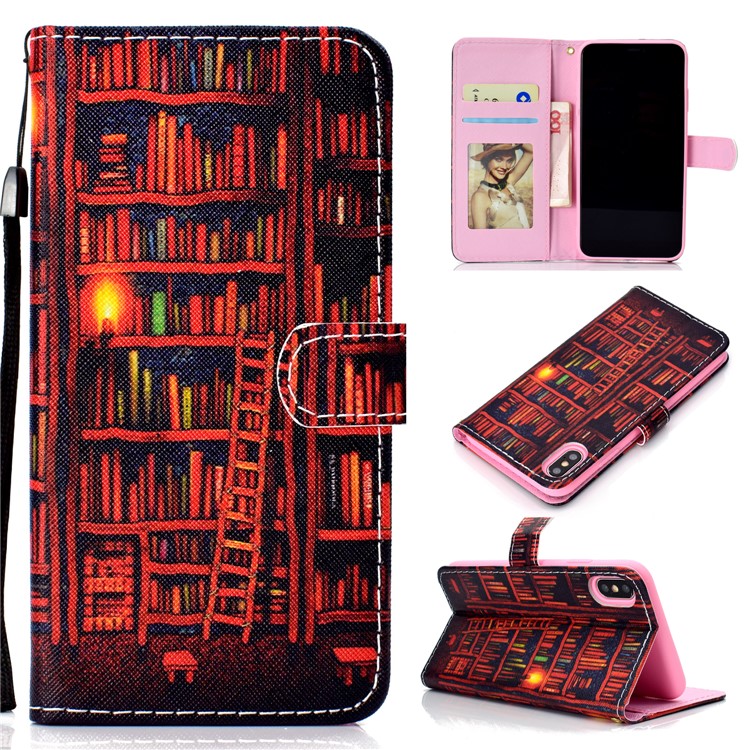 Pattern Printing Leather Wallet Case for iPhone Xs Max 6.5 inch - Books-1