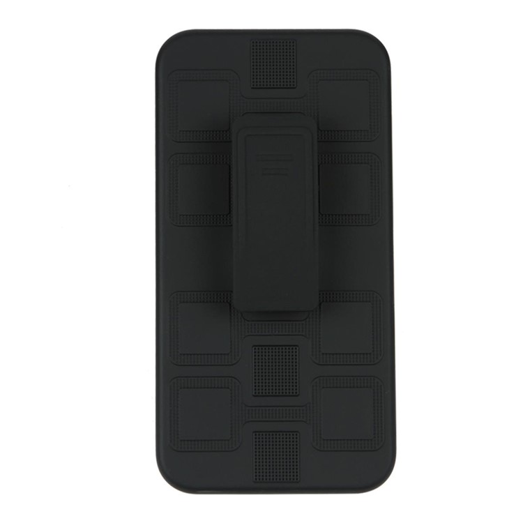 Geometric Pattern TPU PC Belt Clip Hybrid Casing for iPhone XR 6.1-inch (Silver Kickstand and Magnetic Iron) - Black-12