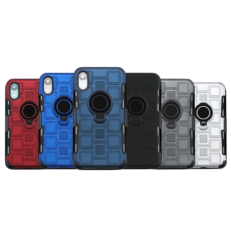For iPhone XR 6.1-inch TPU PC Belt Clip Hybrid Cover | Geometric Pattern | Black Kickstand and Magnet Iron - Black-15