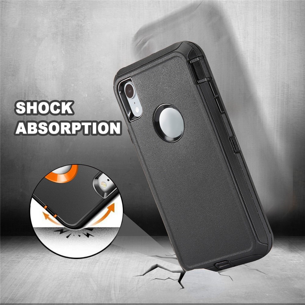 Shockproof Drop-proof Dust-proof PC + TPU Hybrid Case for iPhone XR 6.1 inch - All Black-3