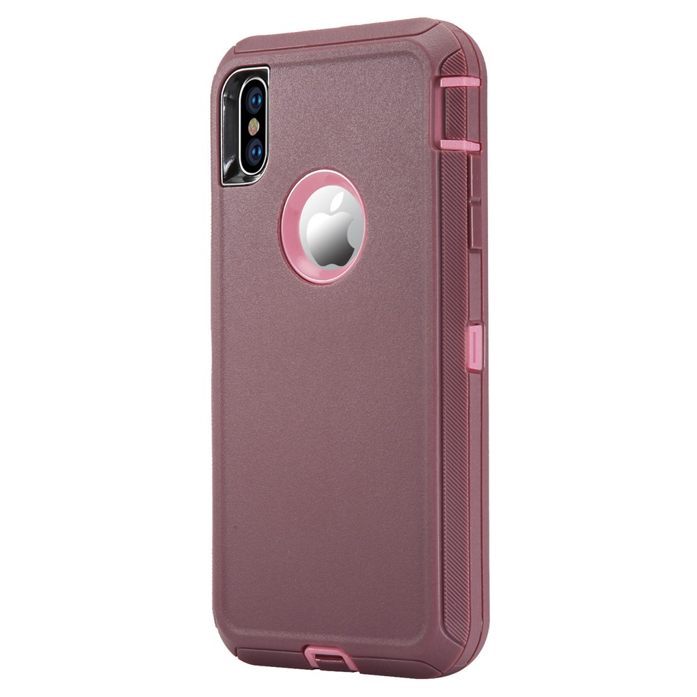 Shockproof Drop-proof Dust-proof Plastic + TPU Hybrid Phone Case for iPhone XS Max 6.5 inch - Coffee / Pink-1