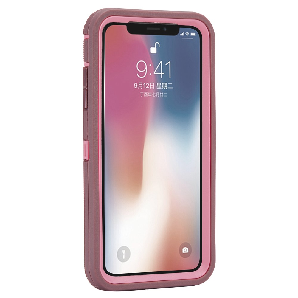 Shockproof Drop-proof Dust-proof Plastic + TPU Hybrid Phone Case for iPhone XS Max 6.5 inch - Coffee / Pink-2
