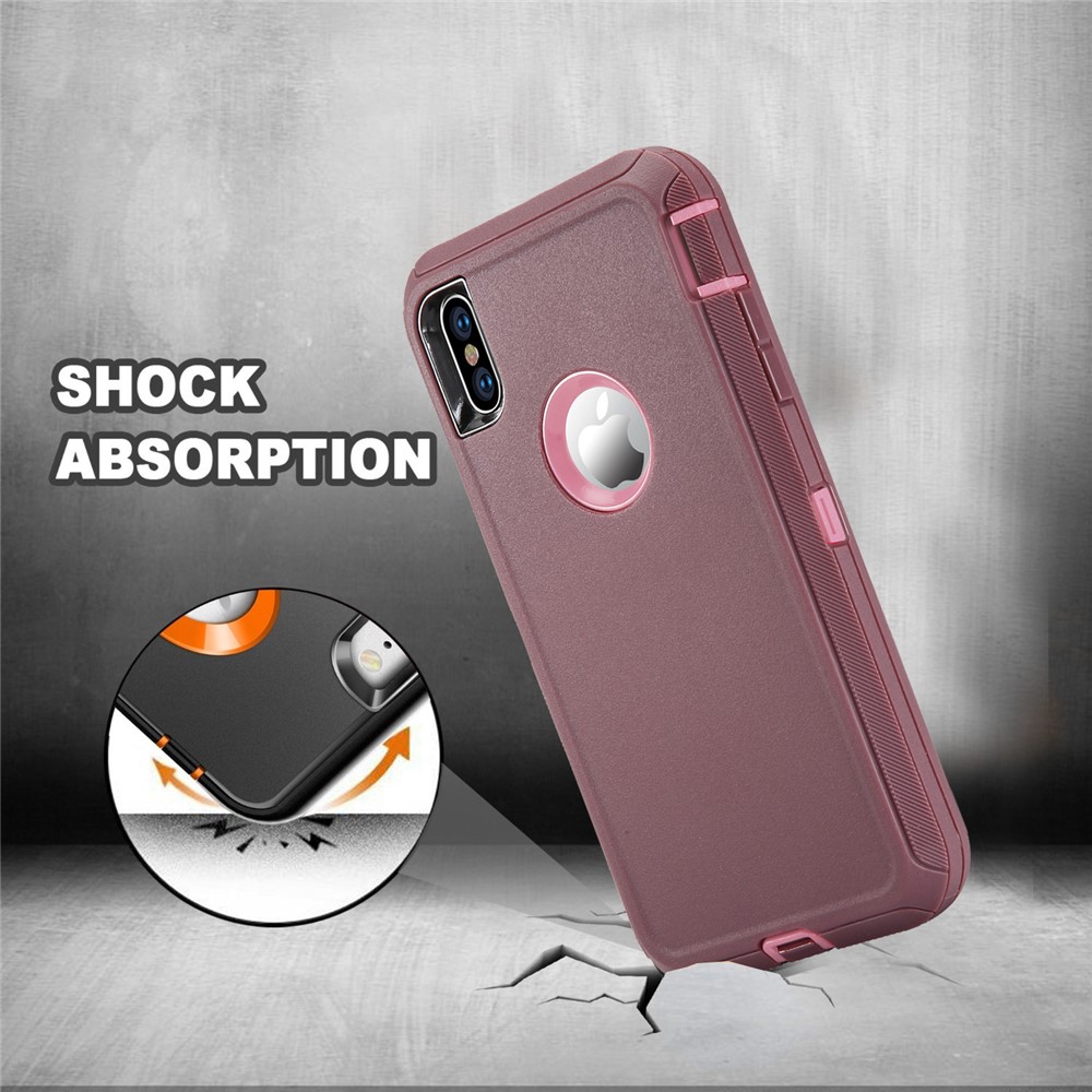 Shockproof Drop-proof Dust-proof Plastic + TPU Hybrid Phone Case for iPhone XS Max 6.5 inch - Coffee / Pink-3