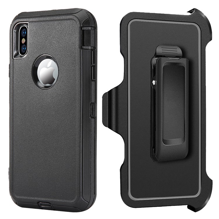 Shockproof Drop-proof Dust-proof PC + TPU Hybrid Case for iPhone XS Max 6.5 inch - All Black-1