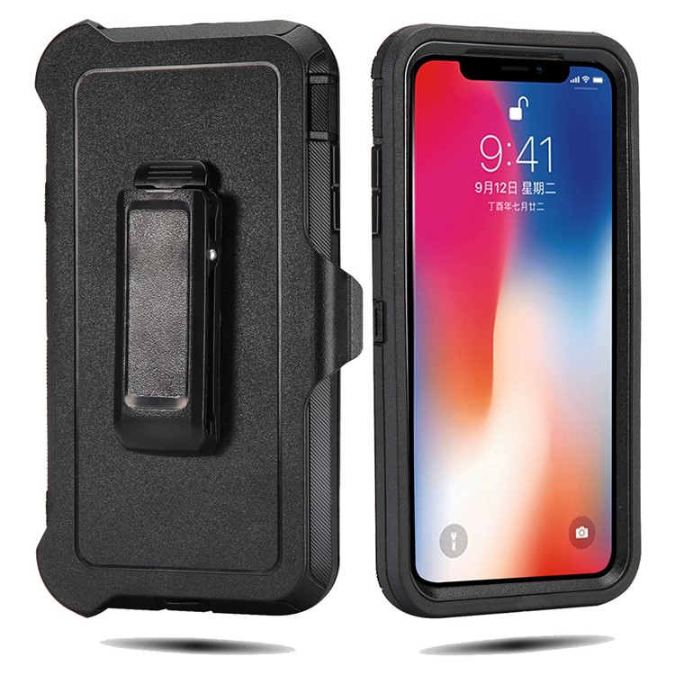 Shockproof Drop-proof Dust-proof PC + TPU Hybrid Case for iPhone XS Max 6.5 inch - All Black-2