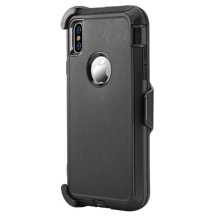 Shockproof Drop-proof Dust-proof PC + TPU Hybrid Case for iPhone XS Max 6.5 inch - All Black-4