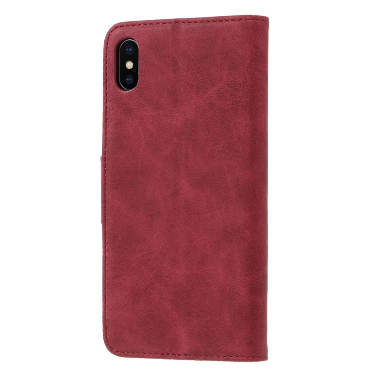 Wallet Leather Stand Case for iPhone Xs Max 6.5 inch - Red-2