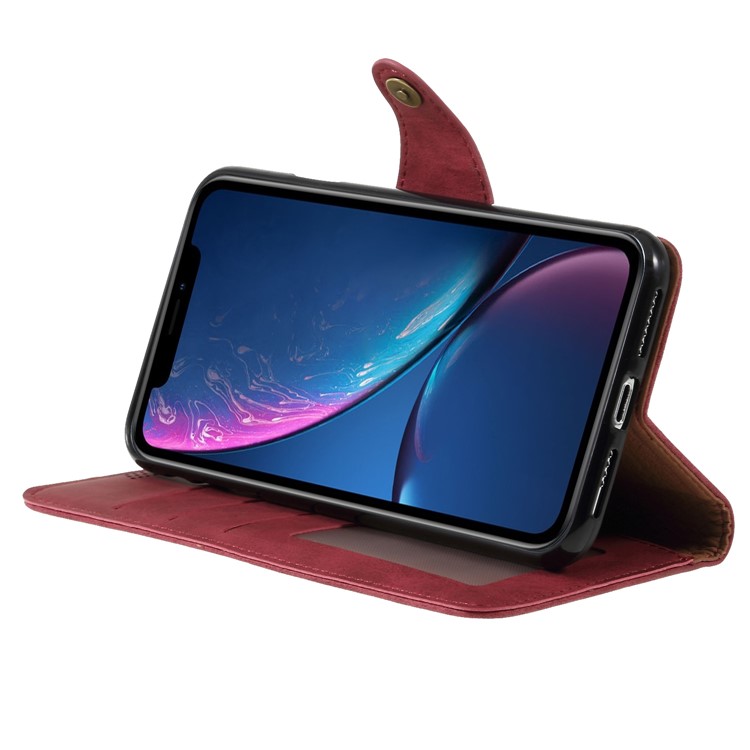 Wallet Leather Stand Case for iPhone Xs Max 6.5 inch - Red-4