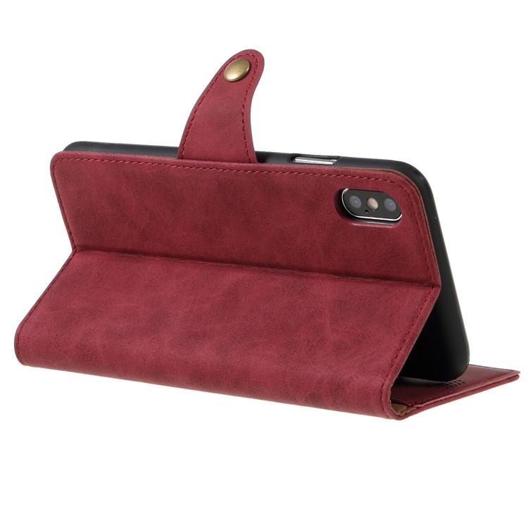 Wallet Leather Stand Case for iPhone Xs Max 6.5 inch - Red-5