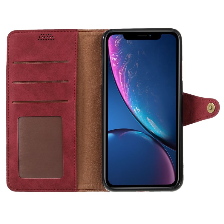 Wallet Leather Stand Case for iPhone Xs Max 6.5 inch - Red-6