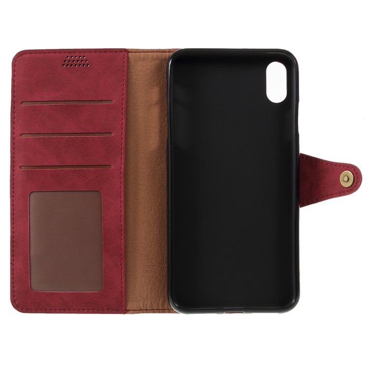 Wallet Leather Stand Case for iPhone Xs Max 6.5 inch - Red-7