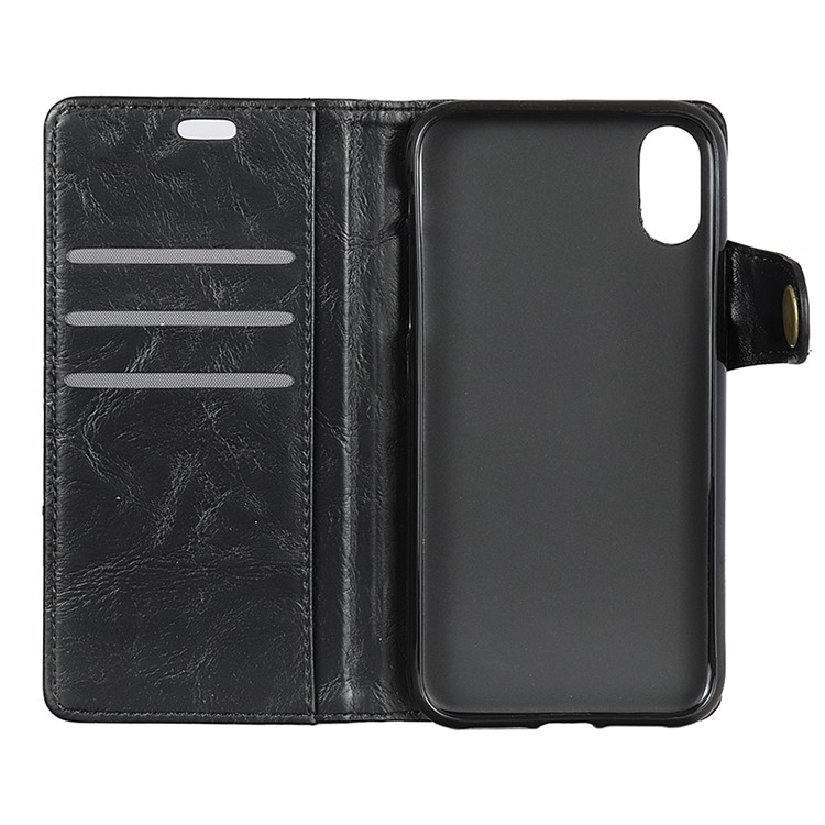For iPhone Xs 5.8 inch S Shape Crazy Horse Texture Wallet Stand Leather Mobile Case - Black-8