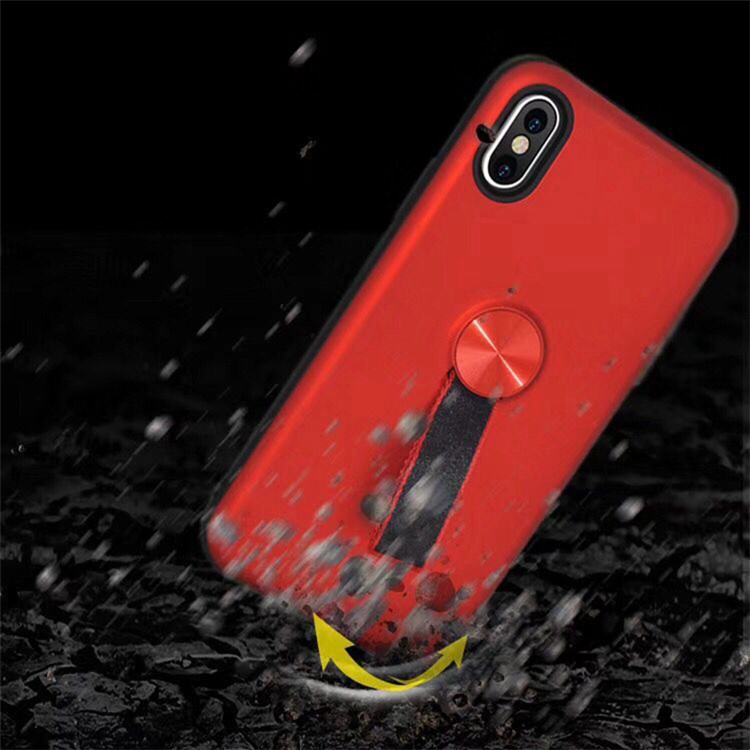 Hybrid PC and TPU Phone Case with Finger Ring Holder for iPhone Xs Max 6.5 inch - Red-10