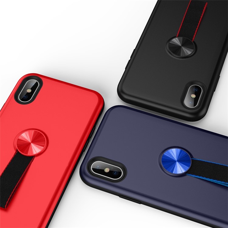 Hybrid PC and TPU Phone Case with Finger Ring Holder for iPhone Xs Max 6.5 inch - Red-11