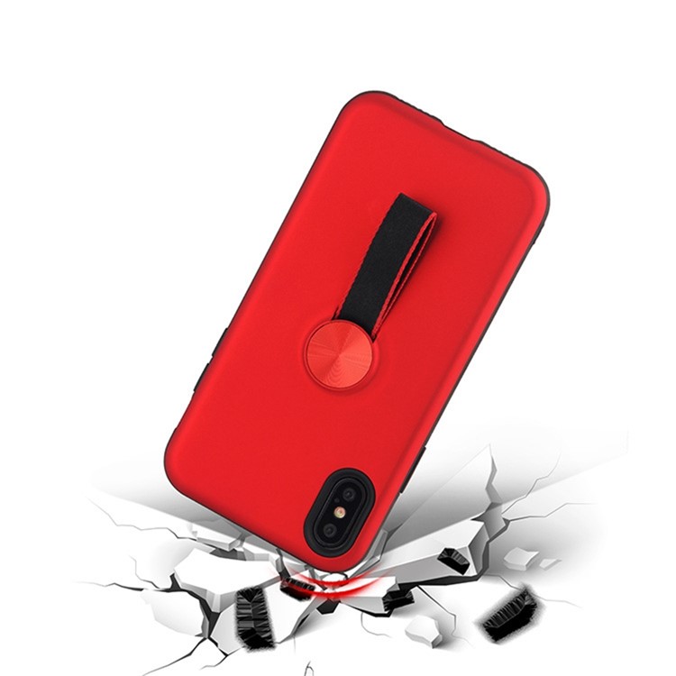 Hybrid PC and TPU Phone Case with Finger Ring Holder for iPhone Xs Max 6.5 inch - Red-3