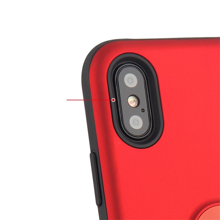 Hybrid PC and TPU Phone Case with Finger Ring Holder for iPhone Xs Max 6.5 inch - Red-6