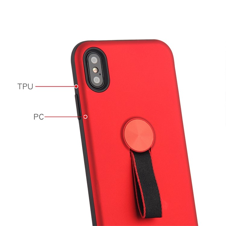 Hybrid PC and TPU Phone Case with Finger Ring Holder for iPhone Xs Max 6.5 inch - Red-7