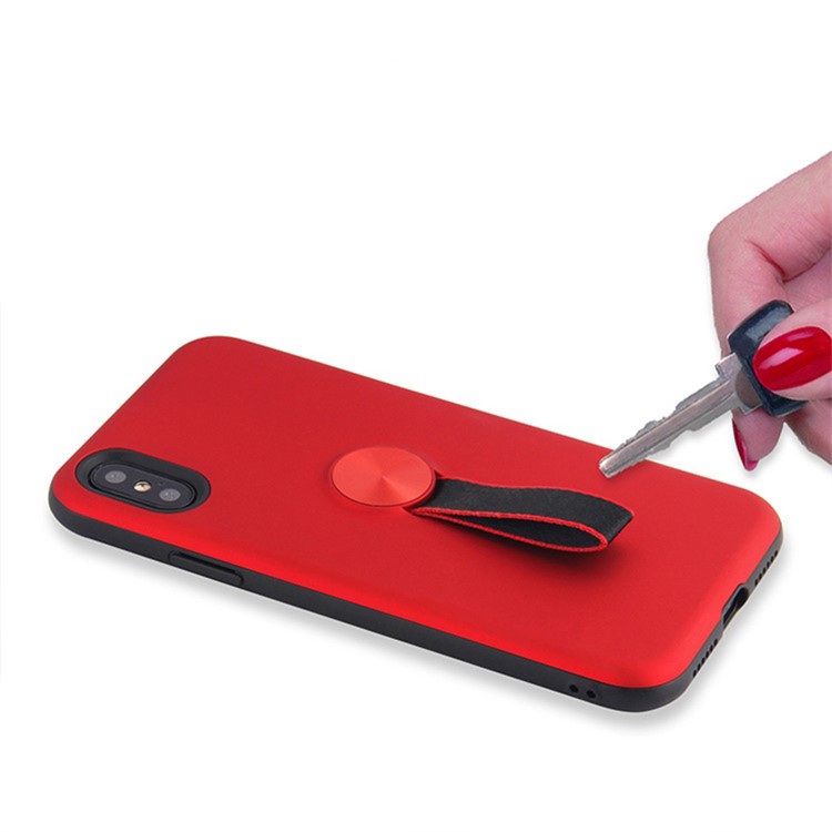Hybrid PC and TPU Phone Case with Finger Ring Holder for iPhone Xs Max 6.5 inch - Red-8