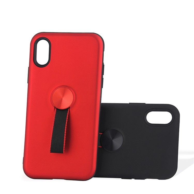 Hybrid PC and TPU Phone Case with Finger Ring Holder for iPhone Xs Max 6.5 inch - Red-9