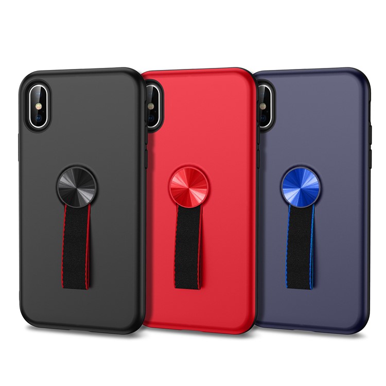 Hybrid PC and TPU Shell Case with Finger Ring Holder for iPhone Xs Max 6.5 inch - Black-3