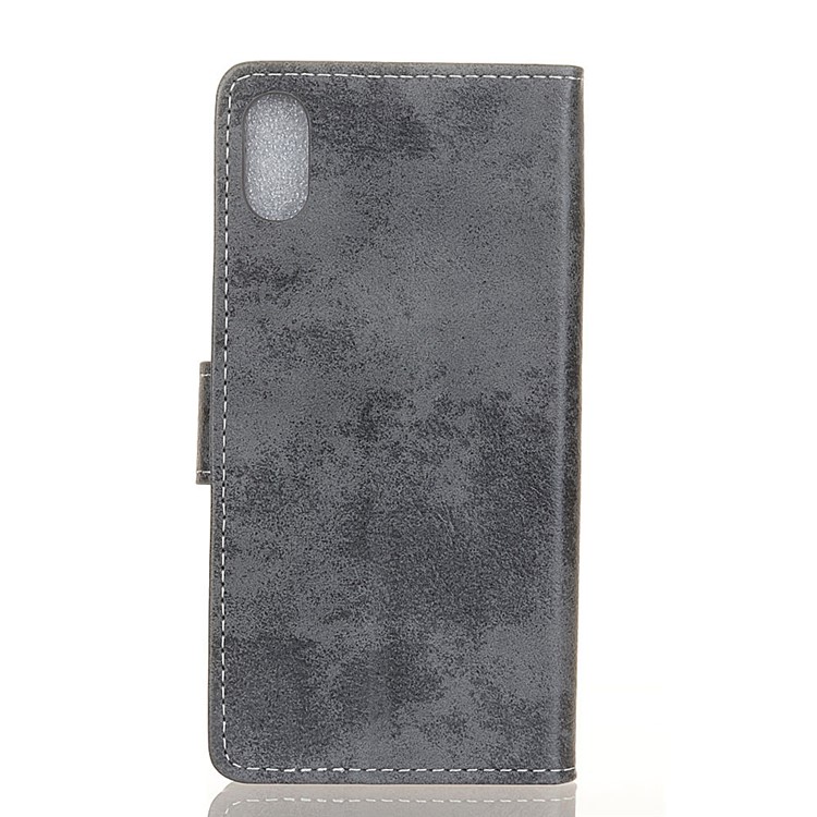 Vintage Style Wallet Stand Leather Protective Case for iPhone Xs 5.8 inch - Grey-4