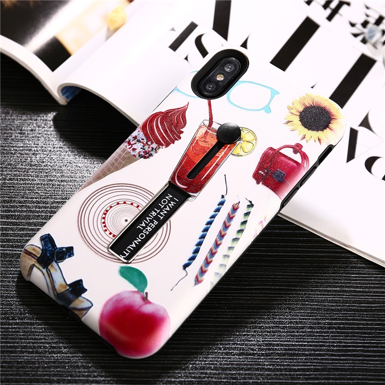 Embossment Pattern Printing TPU + PC Hybrid Mobile Case with Kickstand for iPhone XS Max 6.5 inch - Drink and Ice Cream-3