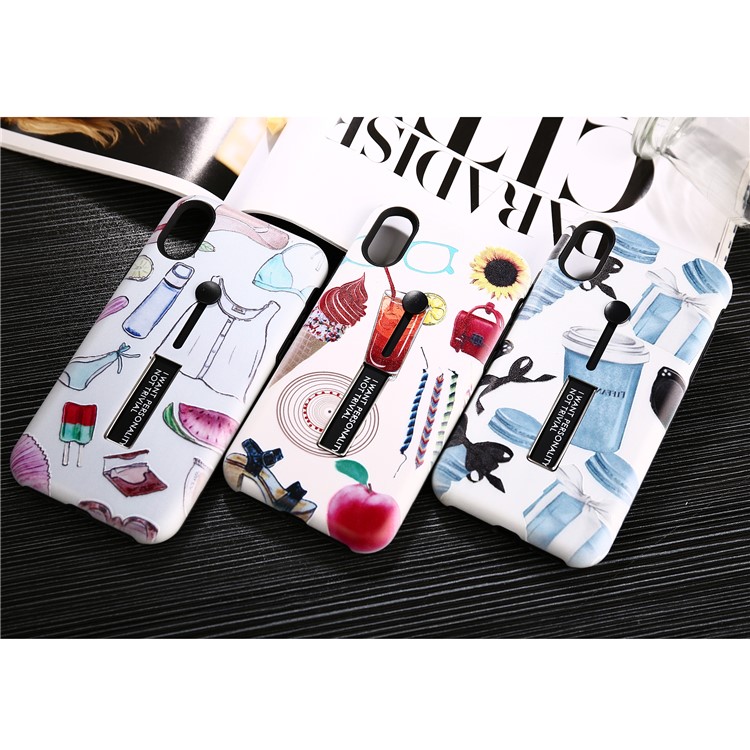 Embossment Pattern Printing TPU + PC Hybrid Mobile Case with Kickstand for iPhone XS Max 6.5 inch - Drink and Ice Cream-6