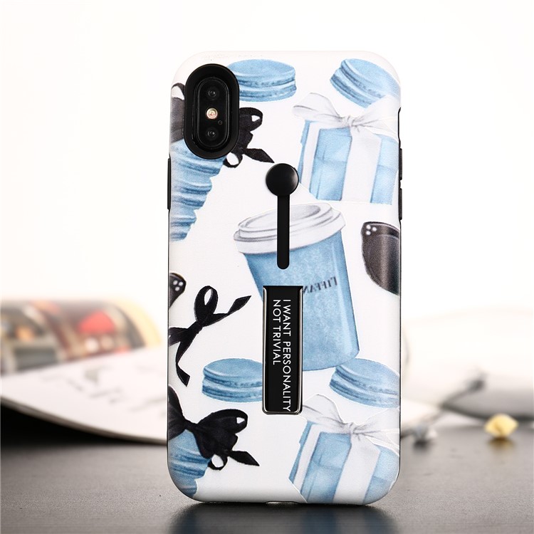 

Тиснение Шаблона Печати TPU + PC Combo Мобильный Чехол С Подставкой Для Iphone XS Max 6.5 Inch - Макарон И Подарок, iPhone XS Max