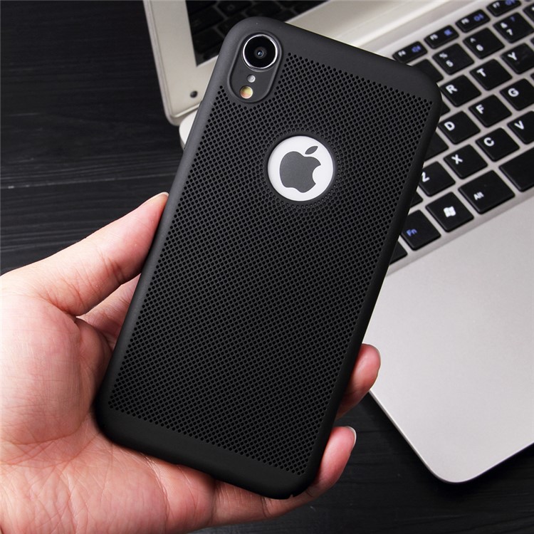 Hollow Mesh Rubberized Hard PC Cover for iPhone XR 6.1 inch - Black-2