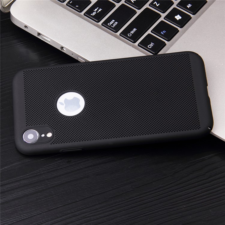 Hollow Mesh Rubberized Hard PC Cover for iPhone XR 6.1 inch - Black-3