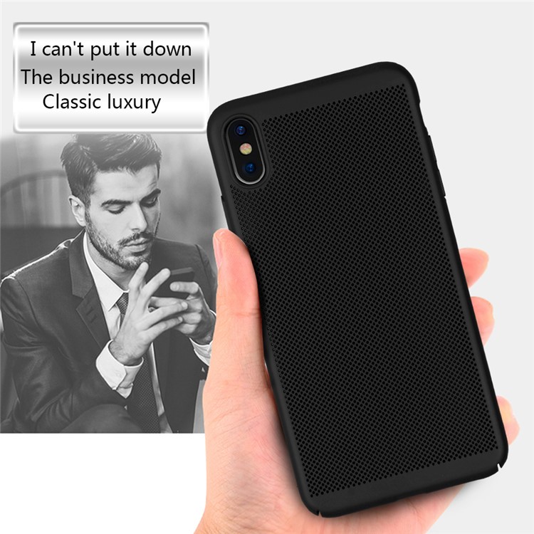 Hollow Mesh Rubberized Hard PC Cover for iPhone XS Max 6.5 inch - Black-3