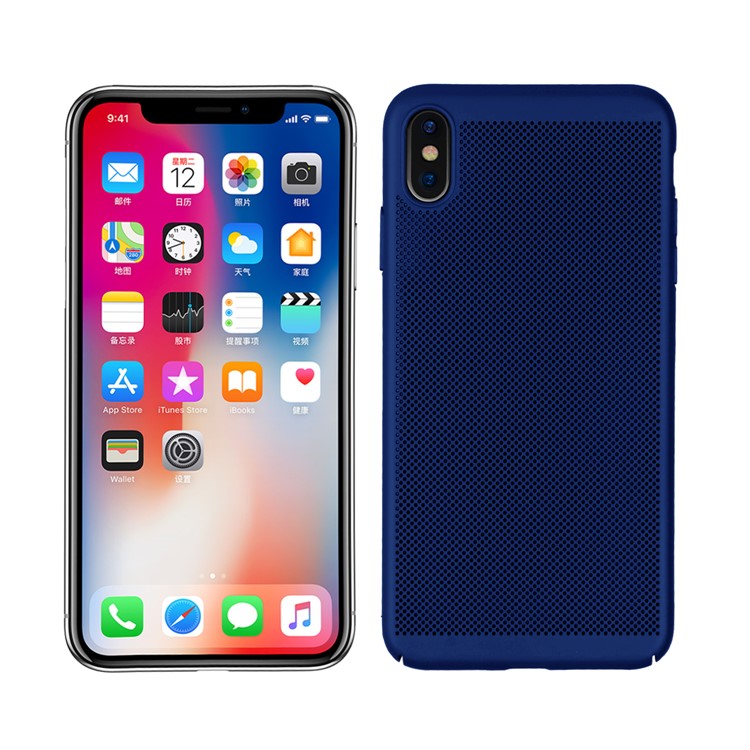 

Hollow Mesh Rubberized Hard Plastic Cover for iPhone XS Max 6.5 inch - Blue, iPhone XS Max