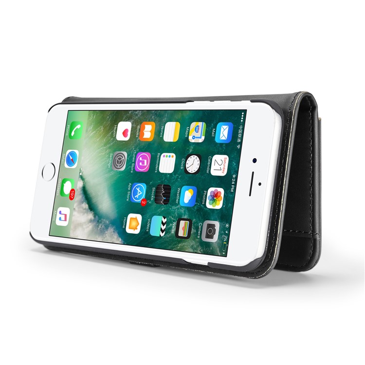 DG.MING Detachable 2-in-1 Split Leather Wallet Shell + PC Back Case for iPhone 8 Plus / 7 Plus - Black-10