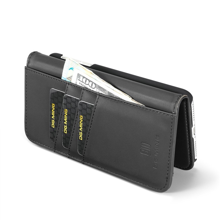 DG.MING Detachable 2-in-1 Split Leather Wallet Shell + PC Back Case for iPhone 8 Plus / 7 Plus - Black-12
