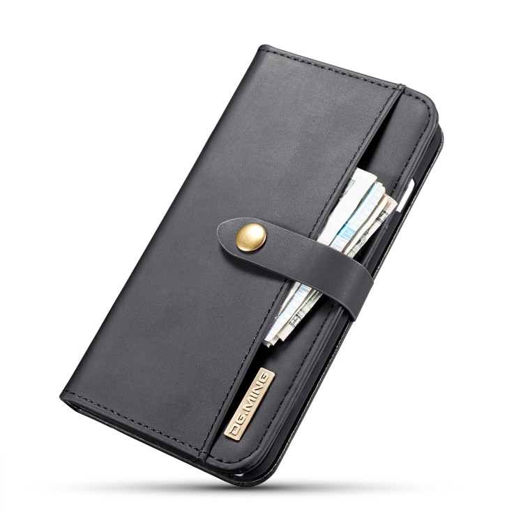 DG.MING Detachable 2-in-1 Split Leather Wallet Shell + PC Back Case for iPhone 8 Plus / 7 Plus - Black-14