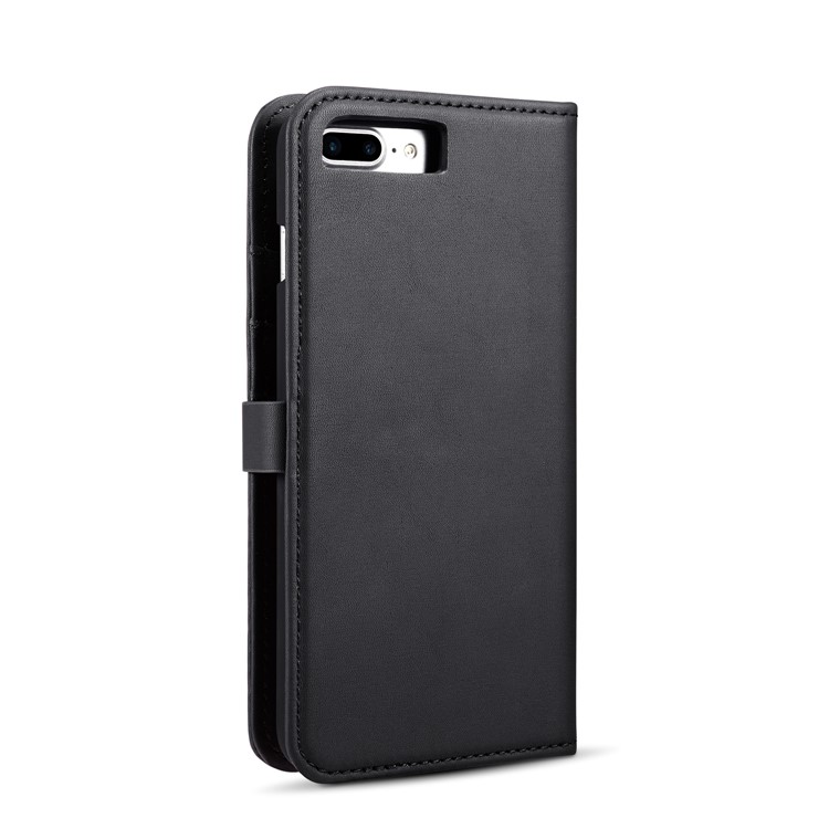 DG.MING Detachable 2-in-1 Split Leather Wallet Shell + PC Back Case for iPhone 8 Plus / 7 Plus - Black-4