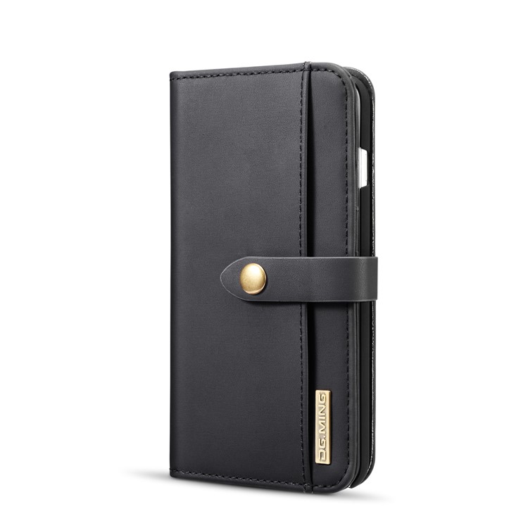 DG.MING Detachable 2-in-1 Split Leather Wallet Shell + PC Back Case for iPhone 8 Plus / 7 Plus - Black-5