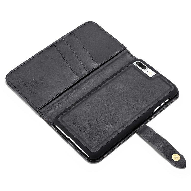 DG.MING Detachable 2-in-1 Split Leather Wallet Shell + PC Back Case for iPhone 8 Plus / 7 Plus - Black-8