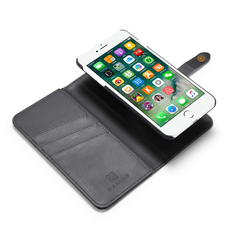 DG.MING Detachable 2-in-1 Split Leather Wallet Shell + PC Back Case for iPhone 8 Plus / 7 Plus - Black-9