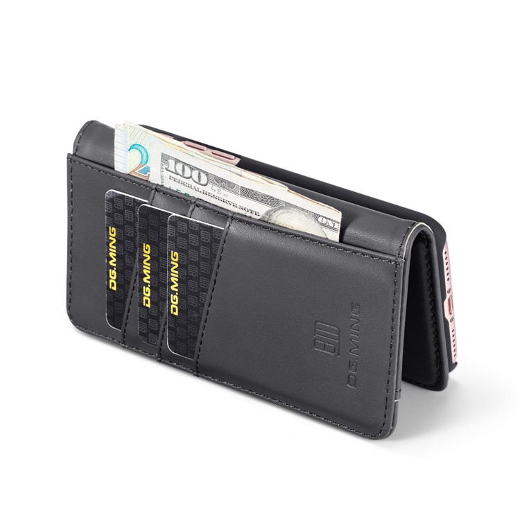 DG.MING Detachable 2-in-1 Split Leather Wallet Shell + PC Back Case for iPhone 8/7 - Black-12