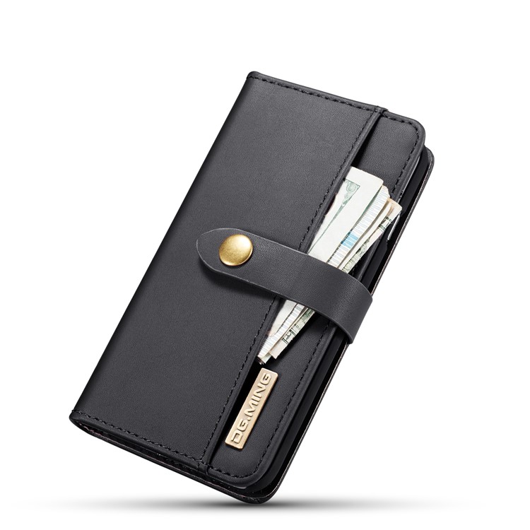 DG.MING Detachable 2-in-1 Split Leather Wallet Shell + PC Back Case for iPhone 8/7 - Black-14