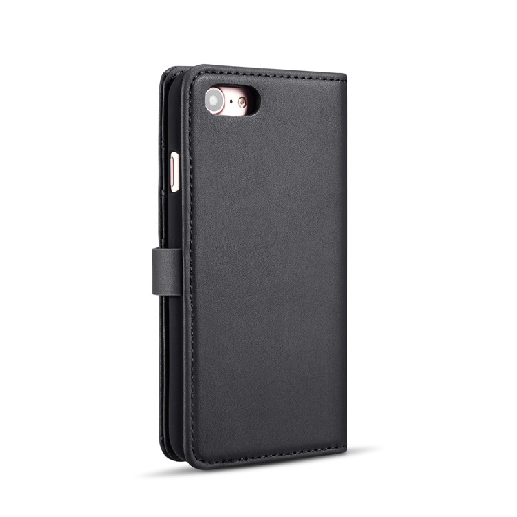 DG.MING Detachable 2-in-1 Split Leather Wallet Shell + PC Back Case for iPhone 8/7 - Black-4