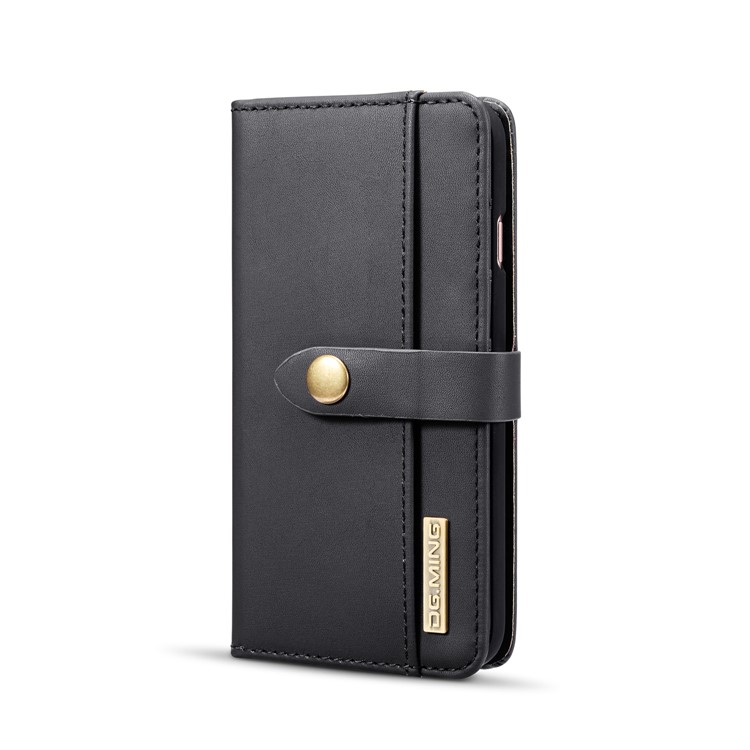DG.MING Detachable 2-in-1 Split Leather Wallet Shell + PC Back Case for iPhone 8/7 - Black-5