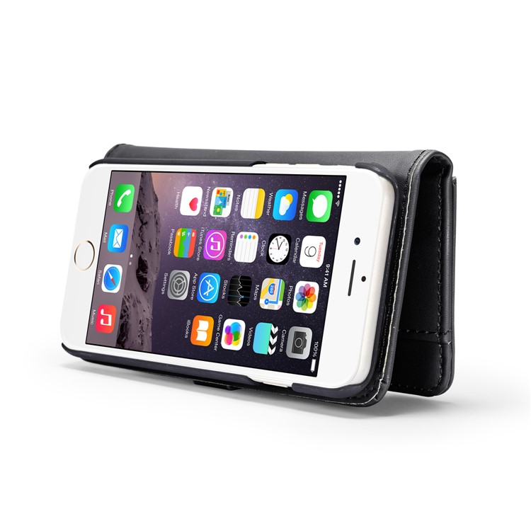 DG.MING Detachable 2-in-1 Split Leather Wallet Shell + PC Back Case for iPhone 6s 6 - Black-10