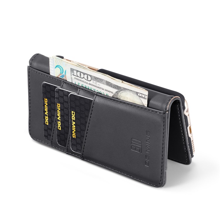 DG.MING Detachable 2-in-1 Split Leather Wallet Shell + PC Back Case for iPhone 6s 6 - Black-12