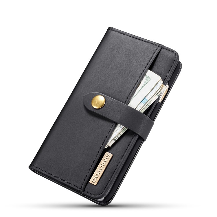 DG.MING Detachable 2-in-1 Split Leather Wallet Shell + PC Back Case for iPhone 6s 6 - Black-14