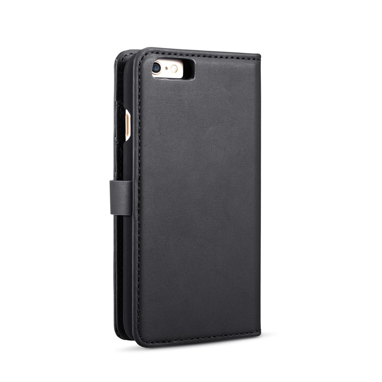 DG.MING Detachable 2-in-1 Split Leather Wallet Shell + PC Back Case for iPhone 6s 6 - Black-4