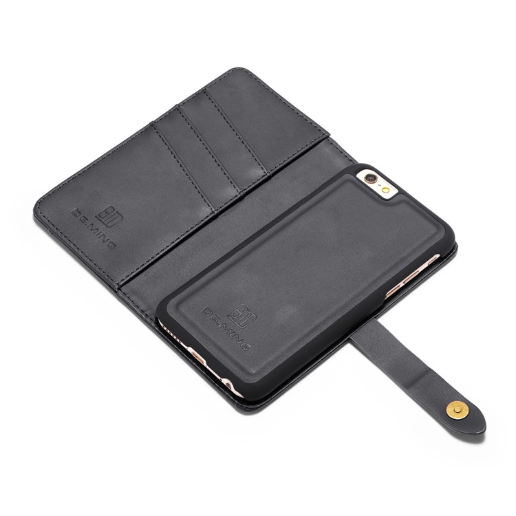 DG.MING Detachable 2-in-1 Split Leather Wallet Shell + PC Back Case for iPhone 6s 6 - Black-8